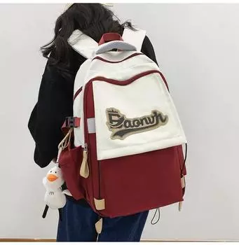 Винтажные мужские и женские школьные сумки в стиле преппи, дорожный рюкзак красный