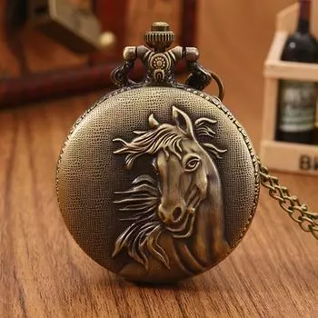 Винтажные мужские карманные часы, кварцевые часы с подвеской в стиле ретро Horse Full Hunter и цепочкой-ожерельем, идеальный выбор для подарков мужчинам