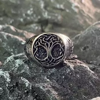 Винтажные мужские кольца с растениями из нержавеющей стали золотого цвета, модные украшения в стиле ретро «Древо жизни» для женщин в стиле панк-викинг, оптовая продажа 7