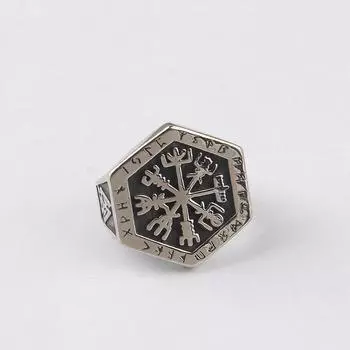 Винтажные мужские кольца викингов, кольцо из нержавеющей стали, амулет, ювелирное изделие, кольцо викингов - руны Эгишьялмура 7