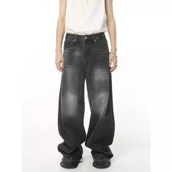 Винтажные мужские мешковатые джинсовые брюки, уличная одежда, широкие свободные джинсовые брюки, модные потертые прямые брюки XS синий