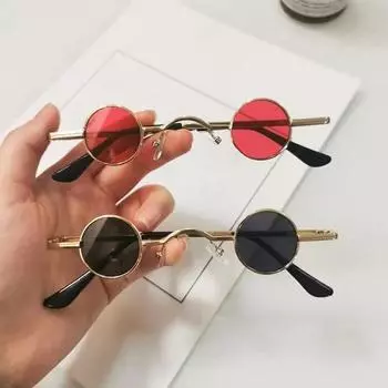 Винтажные мужские солнцезащитные очки в стиле рок-панк, классические маленькие круглые солнцезащитные очки, мужские очки с широкой перемычкой в металлической оправе, черные линзы, очки для вождения