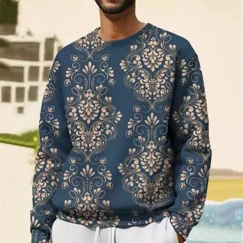 Винтажные мужские толстовки с капюшоном, футболка с длинным рукавом с принтом в стиле барокко, европейский роскошный стиль, мужская одежда, свободная мужская толстовка S