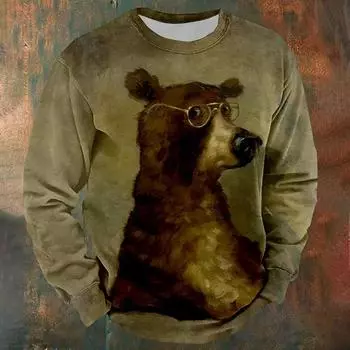 Винтажные мужские толстовки с принтом «Уставший цыпленок» с 3D-принтом, футболка с длинным рукавом, осенняя свободная мужская одежда, топы с круглым вырезом, свитер S