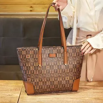 Винтажные напечатанные кожаные женские сумки через плечо, простые сумки большой вместимости, модные сумки для поездок на работу контрастного цвета