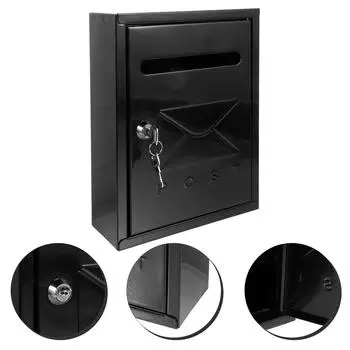 Винтажные наружные почтовые ящики Настенные почтовые ящики Металлический настенный почтовый ящик Почтовый ящик для фермерского дома Украшения для дома Поделки Почтовый ящик Санта-Клауса 30x21.7cm чёрный