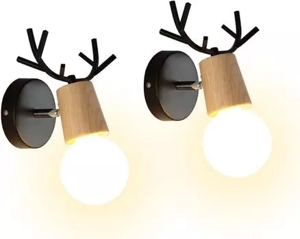 Винтажные настенные бра, креативный дизайн, настенные бра из дерева с рогами, винтажные металлические настенные бра