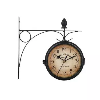 Винтажные настенные часы с железной стойкой, европейские двухсторонние батарейки на батарейках для гостиной, спальни, домашние цифровые аналоговые часы, украшение дома, подарок чёрный
