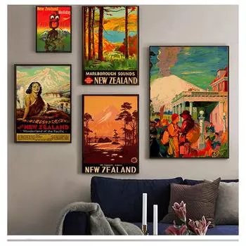 Винтажные настенные картины, крафт-постеры, наклейки на стену с покрытием, украшение для дома, детский подарок, карта Новой Зеландии, холст, живопись 21cm30cm NoFrame