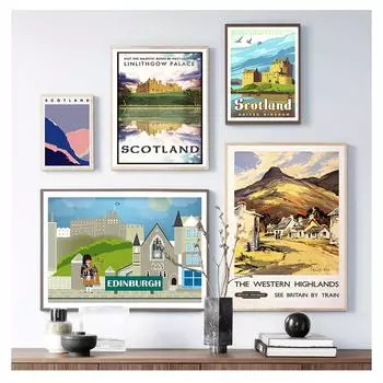 Винтажные настенные крафт-постеры с покрытием, настенные наклейки, украшение для дома, подарок, Шотландия, путешествия, холст, картины 21cm30cm NoFrame