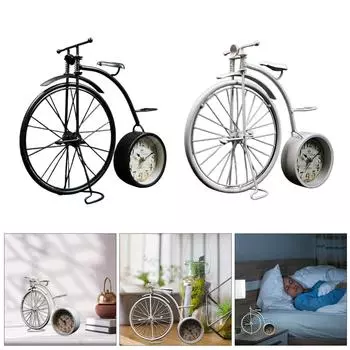 Винтажные настольные часы с велосипедами на высоких колесах, металлическое искусство, коллекционная полка, декор для домашнего офиса, любители велосипедов на высоких колесах чёрный