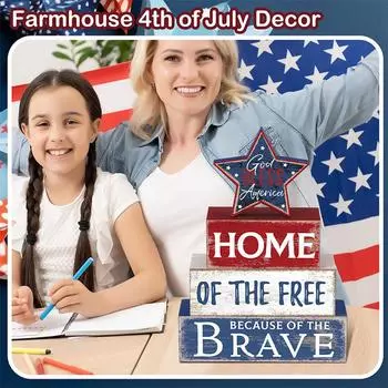 Винтажные настольные украшения в стиле «Звезды» ко Дню независимости США, патриотическая тема, деревянный декор, деревянная табличка. One Size