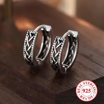 Винтажные настоящие полые серьги-кольца из стерлингового серебра 925 пробы с кельтским узлом для мужчин и женщин, амулет норвежского викинга, модные уникальные ювелирные изделия в подарок серебряный