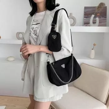 Винтажные нейлоновые сумки-бродяги на плечо для женщин, сумка через плечо с кошельком, повседневная сумка для подмышек большой вместимости, клатч