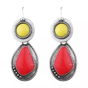 Винтажные нерегулярные ювелирные изделия из натурального камня, старинные серебряные серьги