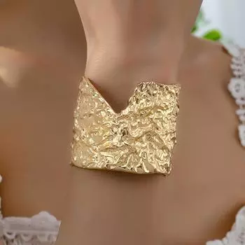 Винтажные нерегулярные золотые браслеты-манжеты для женщин, массивные широкие браслеты, эффектные витые кованые манжеты на запястье для женщин, подарки