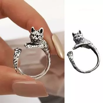 Винтажные нежные кольца в виде животных, регулируемое кольцо в форме кошки, модные кольца в виде кошки для мужчин и женщин as picture