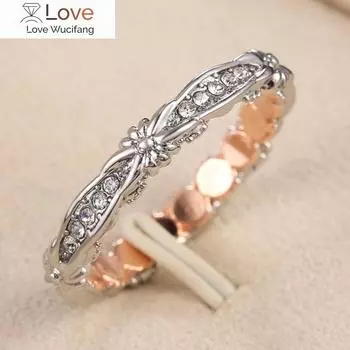 Винтажные нежные обручальные кольца для женщин, двухцветный дизайн, микро-паве, кубический цирконий, аксессуары для пальцев, ювелирные изделия 10