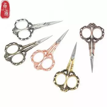 Винтажные ножницы в европейском стиле, бытовые ножницы из нержавеющей стали, маленькие ножницы для вышивки крестиком, вырезка ниток, вырез для окна, швейные принадлежности для швейных принадлежностей своими руками 1pcs