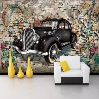 Винтажные обои на заказ, 3d стерео рельеф, классические автомобили, сломанные настенные росписи, кафе, детская комната, фон для гостиной, настенные фрески 200 cm(W) x 140 cm(H)