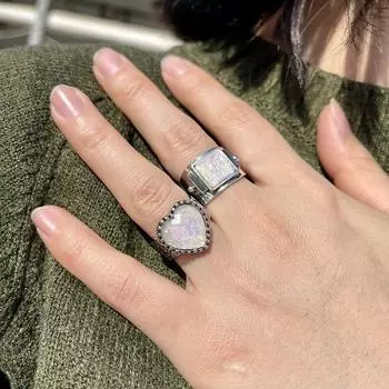 Винтажные обручальные кольца с лунным камнем для женщин, цвет белого золота, большие кольца с большим камнем, модные женские обручальные ювелирные изделия, подарки 6 белый