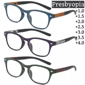 Винтажные очки для чтения с текстурой дерева для женщин и мужчин, модные очки против синего света, пресбиопии, очки по рецепту для дальнего зрения 1.0 синий