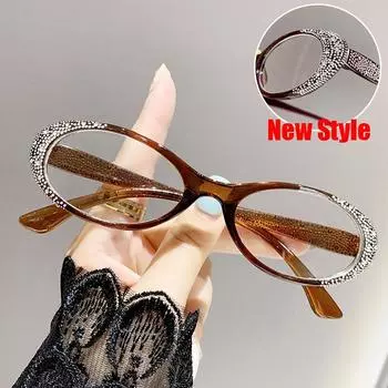 Винтажные очки для дальнего зрения с бриллиантовой оправой, роскошные унисекс, блокирующие синий свет, готовые женские очки для чтения с диоптриями 0 розы красного