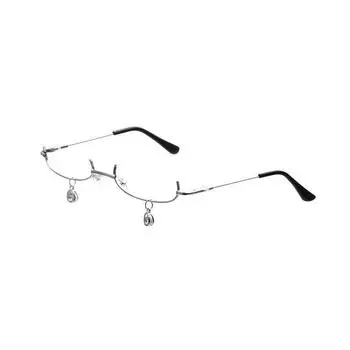 Винтажные очки с металлической оправой, наполовину без линз, для девочек, шикарные, для косплея, украшения вечеринки, очки без линз, с металлической оправой и цепочкой