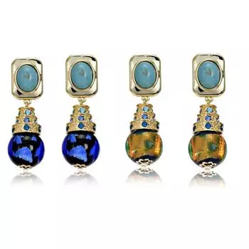 Винтажные овальные бирюзовые серьги, старинные круглые стеклянные дизайнерские украшения для женщин зелёный