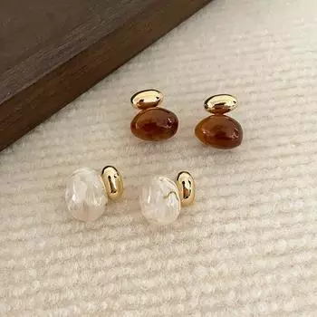 Винтажные овальные серьги для женщин, изысканные и элегантные серьги-пусеты с пирсингом для женщин, идеальный подарок для нее слоновая кость