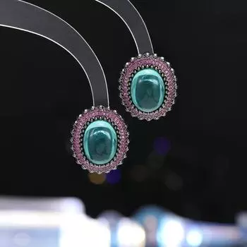 Винтажные овальные серьги-гвоздики цвета голубой воды озера 925 серебряные игольчатые серьги в стиле суда элегантные модные легкие роскошные трендовые серьги золотой