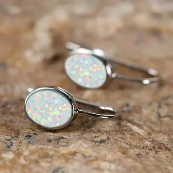 Винтажные овальные серьги-клипсы с белым огненным опалом для женщин, романтические серебряные свадебные серьги-капли, подарок ювелирных изделий серебряный
