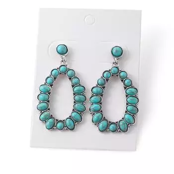 Винтажные овальные серьги-подвески в форме капли бирюзового цвета