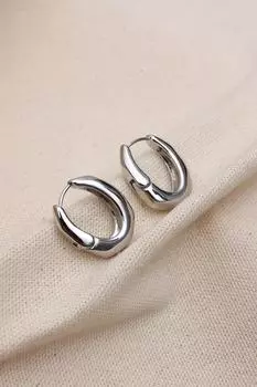 Винтажные овальные серьги серебряного цвета