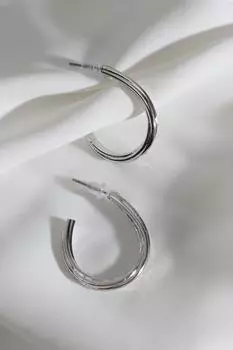 Винтажные овальные серебряные серьги-кольца