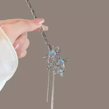 Винтажные палочки для волос с лунным камнем для женщин, ретро-китайские шпильки с кисточками, дисковые палочки для волос, палочки для еды, аксессуары для волос