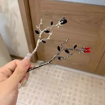 Винтажные палочки для волос в виде розы, прическа для женщин, простая цветочная черная, красная заколка для волос, палочки для еды, диск, палочка для волос, головной убор, ювелирные изделия чёрный