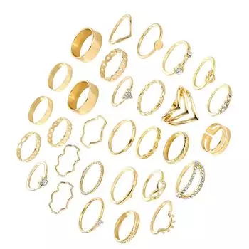 Винтажные панк-кольца для мужчин и женщин, геометрические кольца на пальцы со стразами, элегантные аксессуары для вечеринок золотой