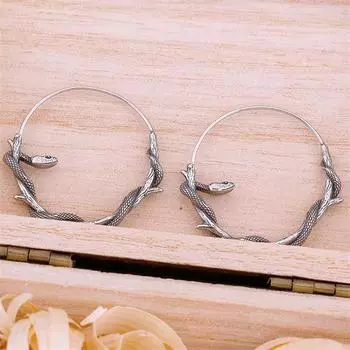 Винтажные панк-креативные серьги-кольца в виде веток питона для женщин, персонализированные преувеличенные ювелирные аксессуары в виде змеи