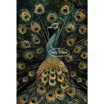 Винтажные плакаты и принты с павлинами, холст, живопись, птица, максимализм, животное, настенное искусство, картина для комнаты в фермерском доме, домашний декор 21cm30cm NoFrame