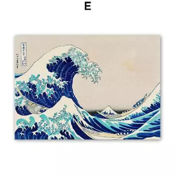 Винтажные плакаты и принты «Великая волна» Хокусая, водопад, Япония, выставка, настенное искусство, холст, картины, гостевая комната, домашний декор 21cm30cm NoFrame