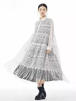 Винтажные платья с кружевом и кисточками XITAO LJ1084 One Size чёрный