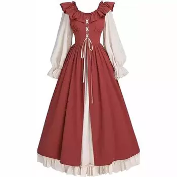 Винтажные платья Женские средневековые платья эпохи Возрождения Сказочные платья с длинным рукавом Ирландия 2XL зелёный