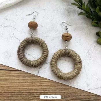 Винтажные плетеные серьги из травяного ротанга ручной работы в богемном отпускном стиле, серьги-пусеты, летние украшения для ушей для женщин