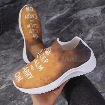 Винтажные плоские туфли с буквенным принтом для женщин, легкие кроссовки на платформе, женская спортивная обувь больших размеров из дышащей сетки 36 хаки