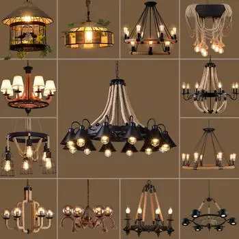 Винтажные подвесные светильники из пеньковой веревки, железный абажур, ретро-кофейня, бар, внутреннее освещение, E27, подвесной светильник в индустриальном стиле на цепочке