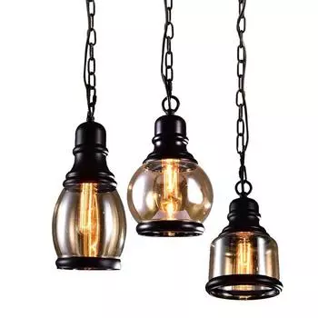 Винтажные подвесные светильники в стиле лофт, черные, индустриальные, янтарные, стеклянные, для ресторана, ретро, для комнаты, бара, спальни, других спален, подвесные светильники 220V Warm light 4w