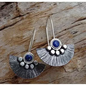 Винтажные полукруглые серьги из сплава в этническом стиле с веером 1 pair