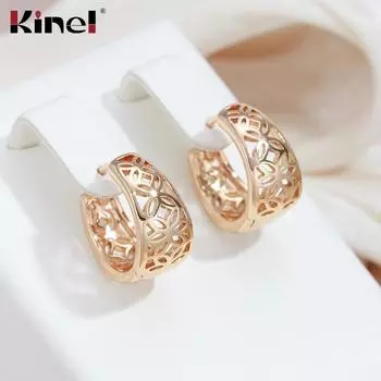 Винтажные полые висячие серьги Kinel для женщин, глянцевые ювелирные изделия золотого цвета