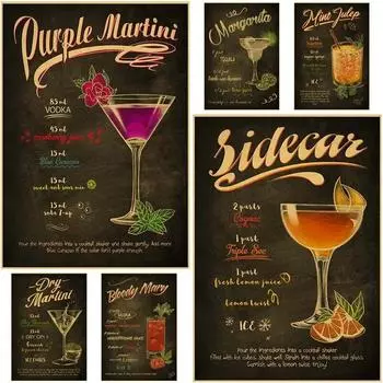 Винтажные постеры для коктейльного меню, миксология, рецепты, руководство для влюбленных, плакат для кафе-бара, Настенный декор, украшение для дома, комнаты, живопись 30x21cm